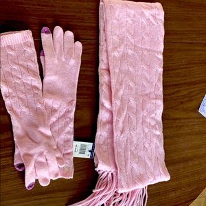 Ralph Lauren Pink Scarf and matching Gloves